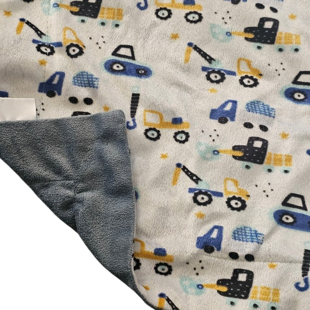 Elle & Jaye Baby Blanket Road Construction Vehicles‎ White Gray Plush Boy Soft